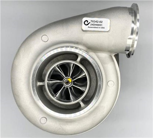 T6342-02 TURBO S410 (S474), BILLET WHEEL 7+7 BLADES, AR 1.32, V-BAND AIR OUTLET
