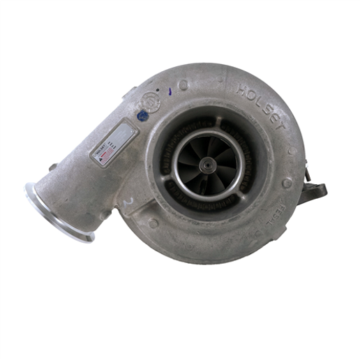 A close-up view of the 3592512H Holset HT60 Turbocharger, highlighting its turbine housing and compressor wheel.