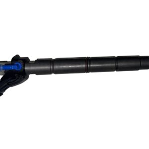 The 0986435415 Bosch Injector Reman for Ford 6.7L 2011-2014 F-series features black plastic and metal construction, a blue cap, and a nozzle tip, shown isolated on a white background.