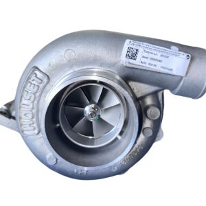 The 4033058H Kit, Fixed Geometry Turbo, HX50 by Holset features a visible compressor wheel and part identification label, photographed against a white background.