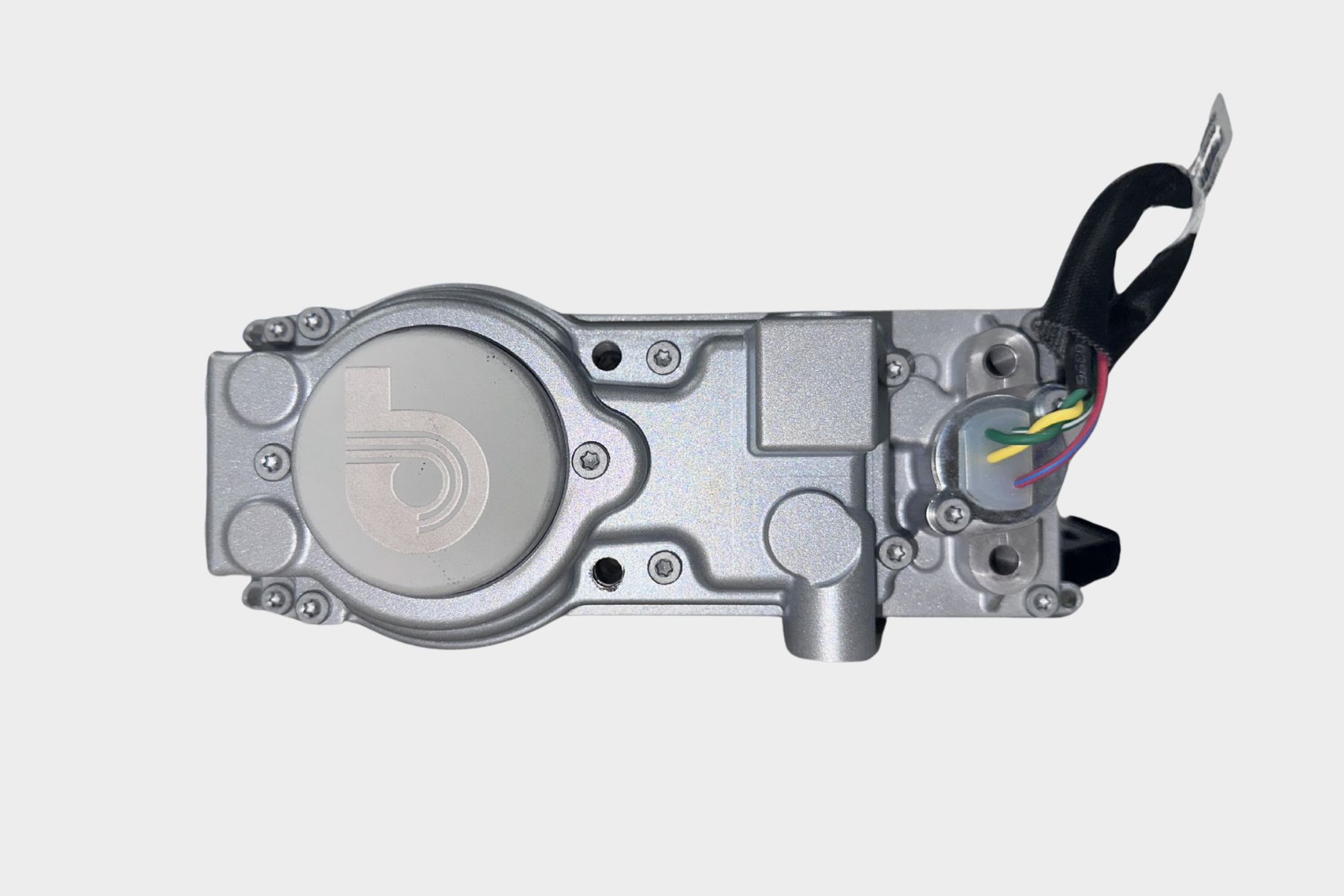 The 500143003JT Just Turbo Turbocharger Actuator, featuring wiring and a connector, is shown with its circular logo against a plain white background.