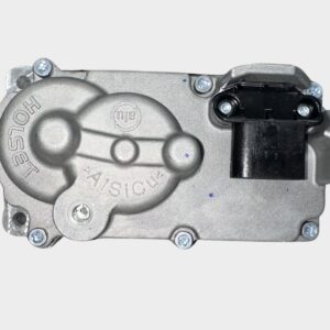 The 5579127HX Holset Reman Actuator (2018 & up) is a silver automotive actuator with visible bolts, labeled text, and a black plastic connector, shown against a plain light background.